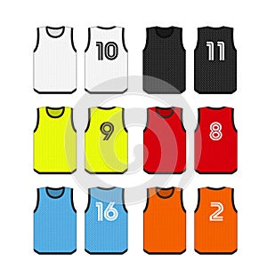 Training bibs vector template illustration set