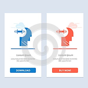 Training, Brian, Dumbbell, Head  Blue and Red Download and Buy Now web Widget Card Template