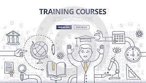 Training Courses and Education Doodle Concept