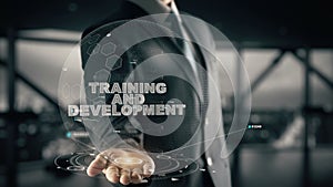 Training and Development with hologram businessman concept