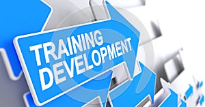 Training Development - Inscription on the Blue Pointer. 3D.