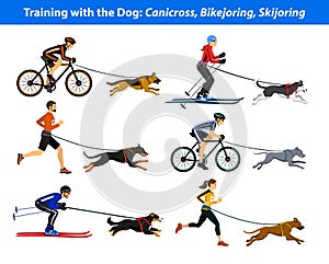 Training Exercising with dog: canicross, bikejoring, skijoring