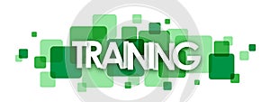 TRAINING green overlapping squares banner