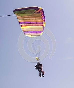 Training jump of two skydivers