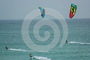 Training Kite surfing in Baleal, Peniche, Portugal