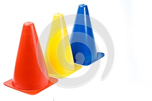 Training marker cones isolated on white background