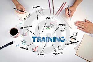 Training. Motivation, Skills, Development and Webinar concept