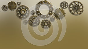 Training old cogs on a worn technology circuits machine New future concept background for business solution metal gold