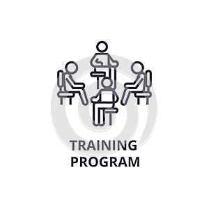 Training program thin line icon, sign, symbol, illustation, linear concept, vector