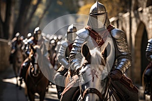 Training regimen of Knights Templar, from combat drills to horsemanship, highlighting their skills and discipline. Generative Ai