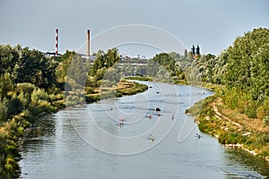 Training of rowers on the Warta River