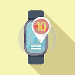 Training runner watch icon flat vector. Exertion graph