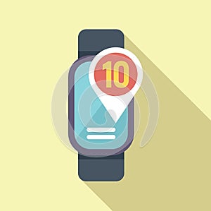 Training runner watch icon flat vector. Exertion graph photo