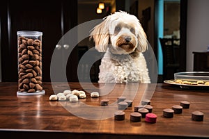 training treats and clicker on a table