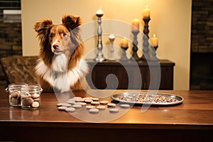 training treats and clicker on table, ready for use