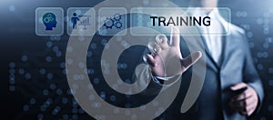 Training webinar Business development education concept on screen.