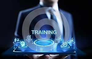 Training webinar Business development education concept on screen.