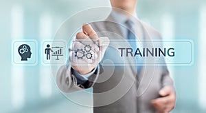 Training webinar Business development education concept on screen.