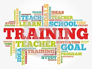TRAINING word cloud collage, education concept background