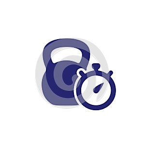 training, workout time icon with a kettlebell