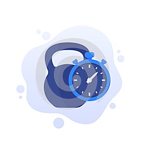 training or workout time icon with kettlebell