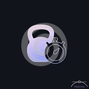 training, workout time icon with kettlebell vector