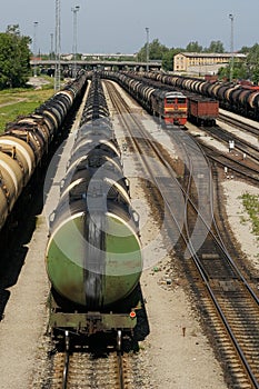 Trains with black oil