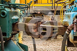 Trains coupled together in train yard