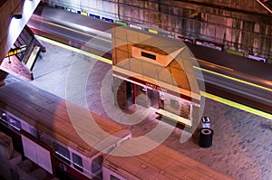 Trains departing from MBTA station