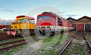 Trains in depot