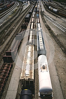 Trains Leaving Railroad Yard