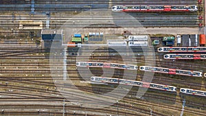 Trains at railroad yard at station