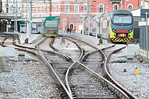 Trains in railway station