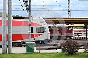 Trains at the railway station.