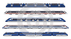 Trains, railway wagon, metro rail subway transport