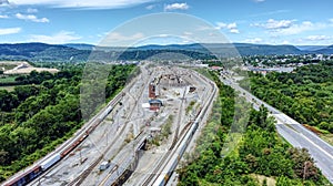 Trains and tracks near Cumberland, Maryland