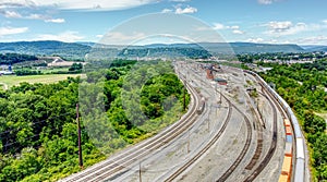 Trains and tracks near Cumberland, Maryland
