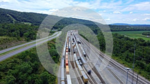 Trains and tracks near Cumberland, Maryland