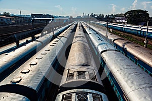 Trains at train station. Trivandrum, Kerala, India photo