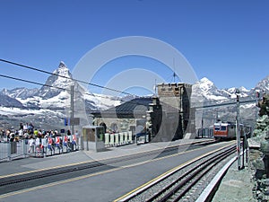 Trainstation Gornergrat and Matterhorn