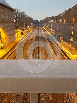 Trainstation near nÃ¼rnberg by sunset light