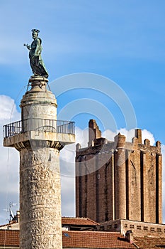 Trajan Column and Torre delle Milizie photo