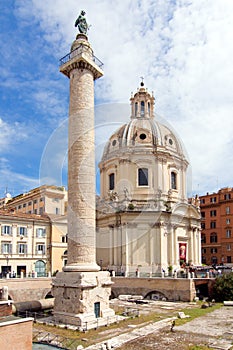 Trajan s column and church Santa Maria di Loreto, Rome photo