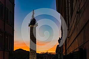 Trajan`s Column Colonna Traiana in Rome, Italy.