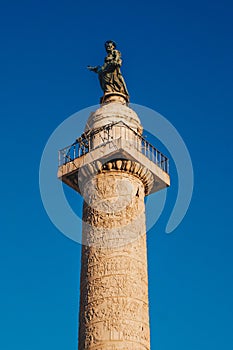 Trajan`s Column Colonna Traiana in Rome, Italy. Commemorates R