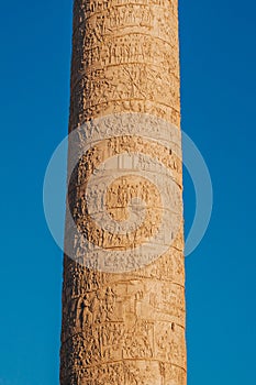 Trajan`s Column Colonna Traiana in Rome, Italy. Commemorates R