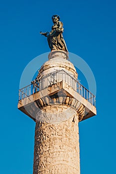 Trajan`s Column Colonna Traiana in Rome, Italy. Commemorates R photo