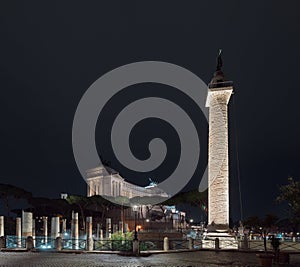 Trajan`s Column in Rome, Italy