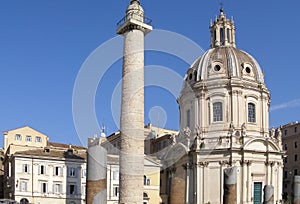 Trajan's Column and SS Nome di Maria church in Rome