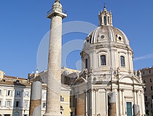 Trajan's Column and SS Nome di Maria church in Rome